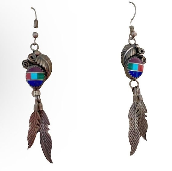 Native American Vintage Silver Dangle earrings - image 1