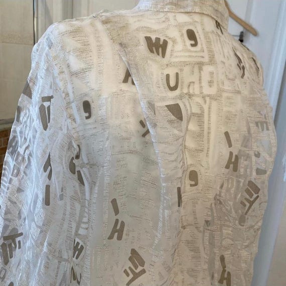 Express Vintage Oversized Sheer Button Down Blouse - image 7