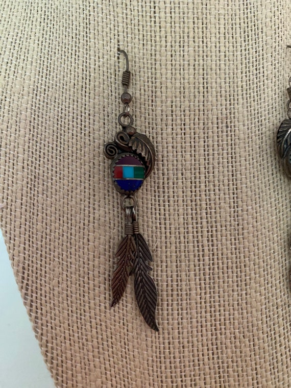 Native American Vintage Silver Dangle earrings - image 2