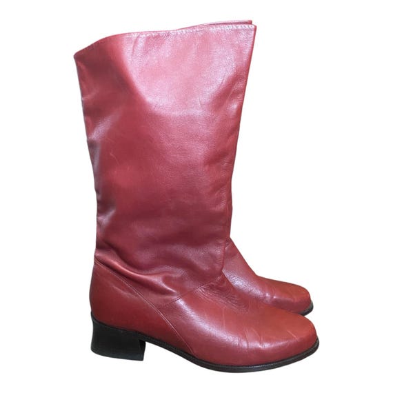 Markon Womens Vintage Red Leather Retro Boots - image 1