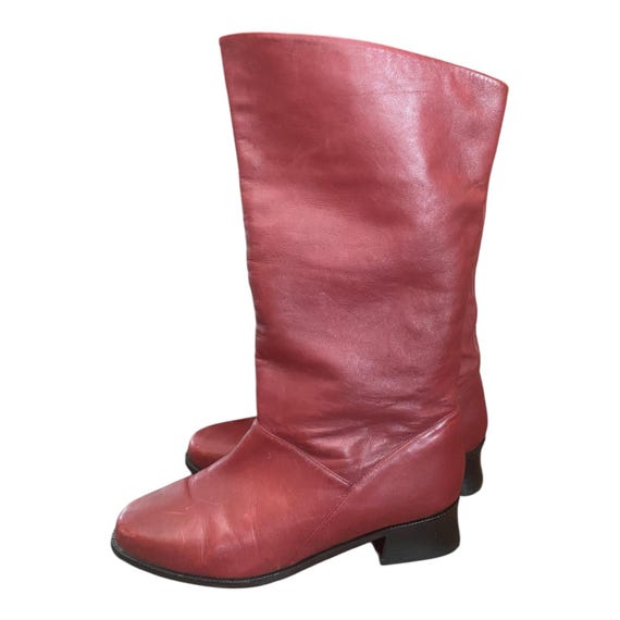 Markon Womens Vintage Red Leather Retro Boots - image 5