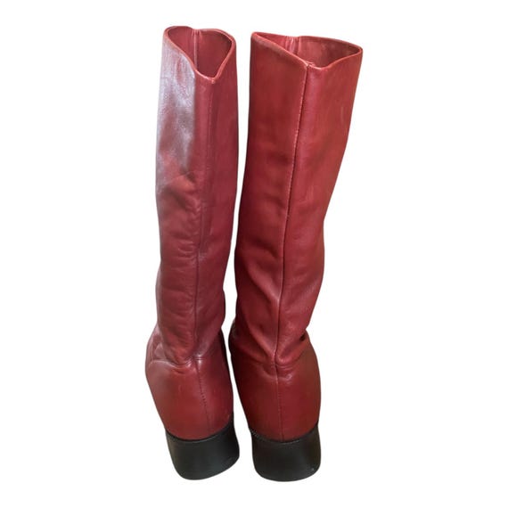 Markon Womens Vintage Red Leather Retro Boots - image 6