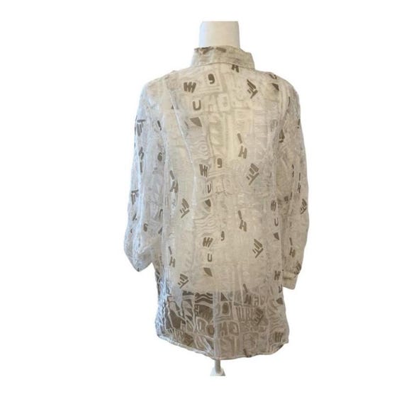 Express Vintage Oversized Sheer Button Down Blouse - image 4