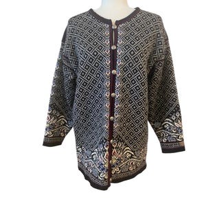 Dale of Norway 100% Wool Vintage Faire Isle Cardigan Sweater