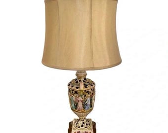 Antique Capodimonte Italian Ornate Porcelain Lamp With Shade