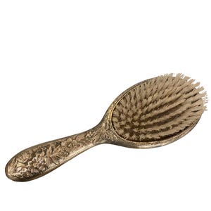 Vintage Silver Color Floral Embossed Hairbrush