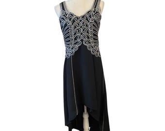 Marina Womens Hi-lo Silver Cocktail Evening Dress