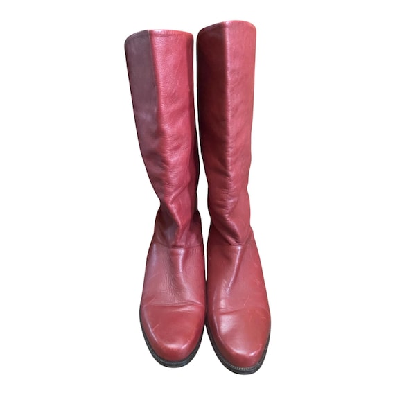 Markon Womens Vintage Red Leather Retro Boots - image 2