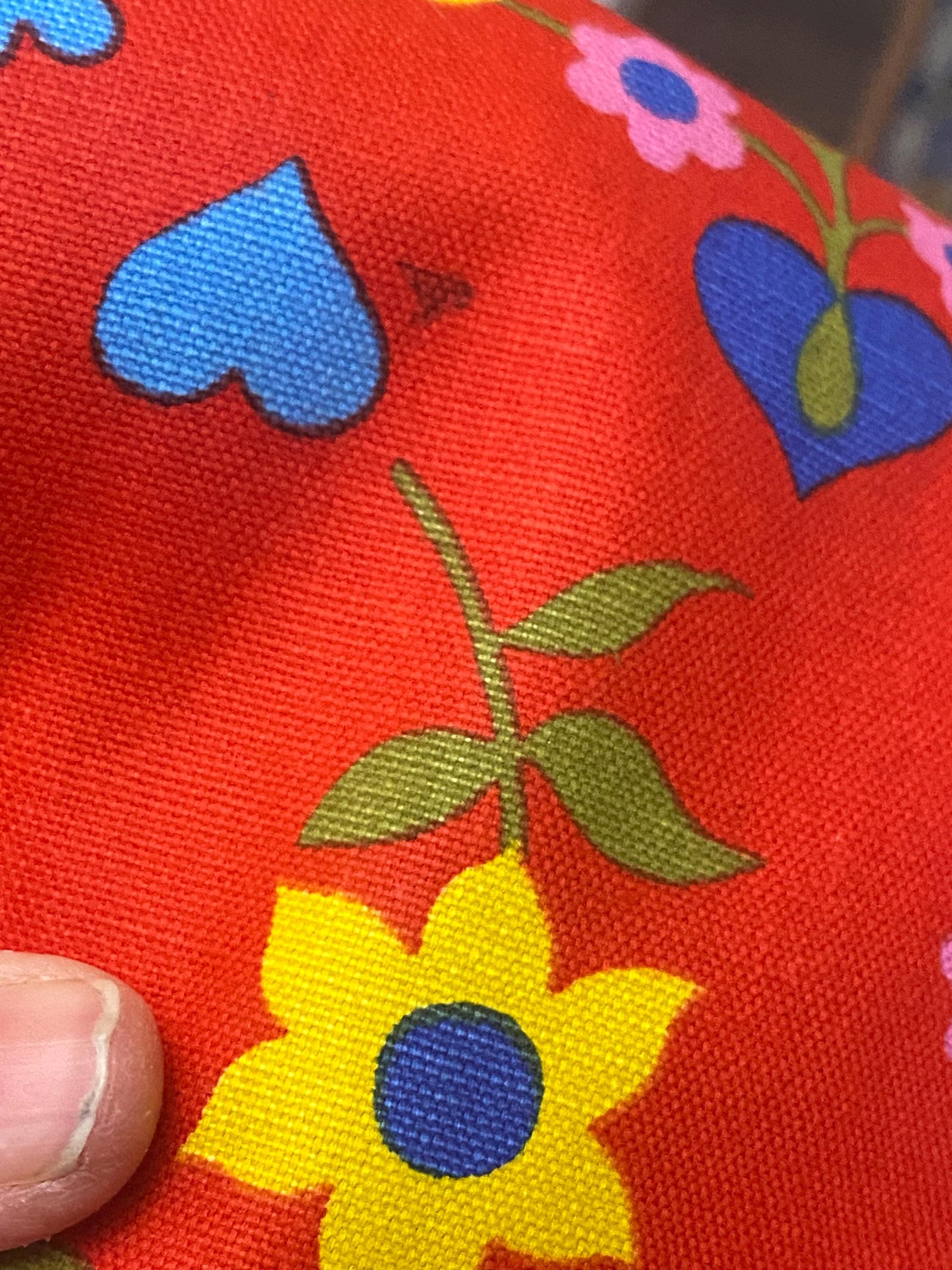 Vintage Red Large Floral Fabric Holland Style Design Tulips Hearts - Etsy