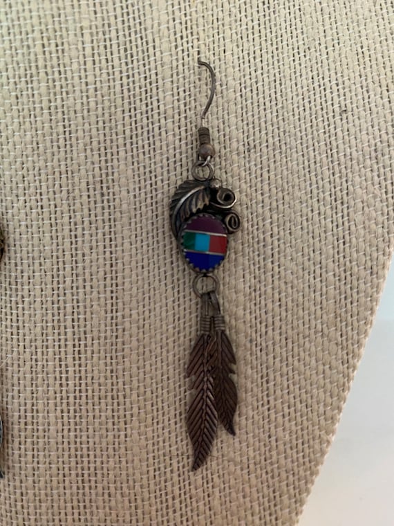 Native American Vintage Silver Dangle earrings - image 3