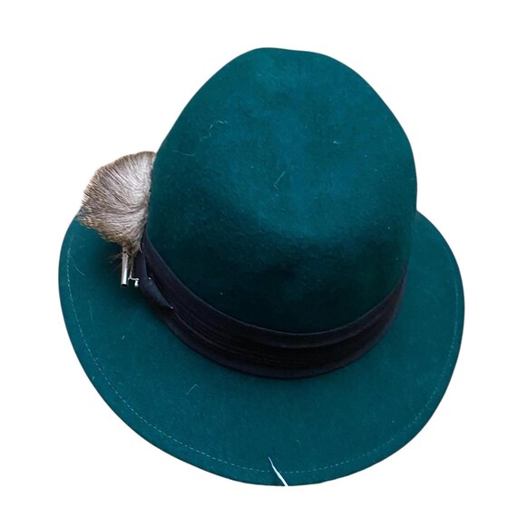 TALLY HO Vintage Wool Fedora Hat Hunter Green Octoberfest Vintage Oktoberfest german green wool fedora hat with nice  main image 4