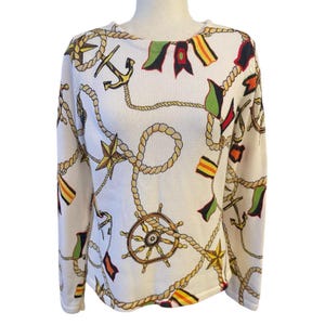 Lizwear Liz Claiborne Womens Vintage 90s Nautical Themed Sweater