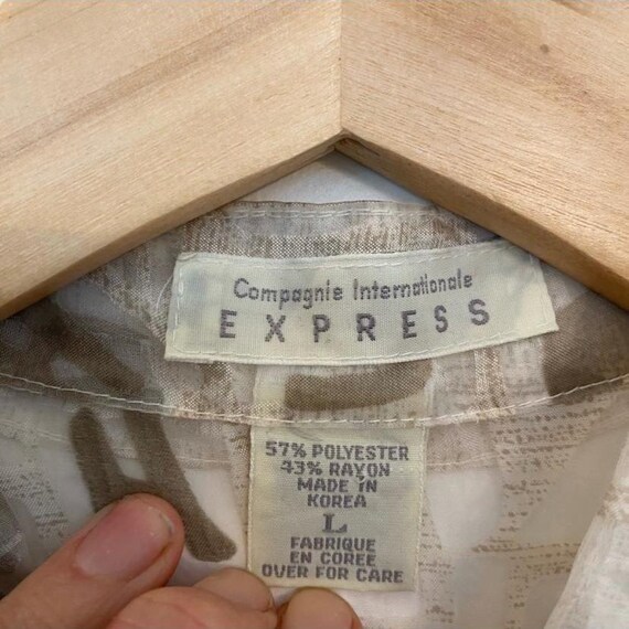 Express Vintage Oversized Sheer Button Down Blouse - image 5