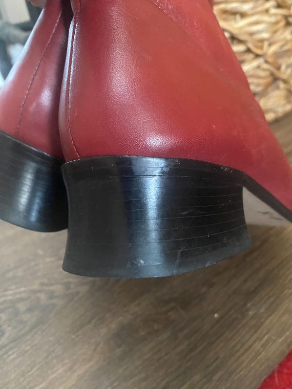 Markon Womens Vintage Red Leather Retro Boots - image 8