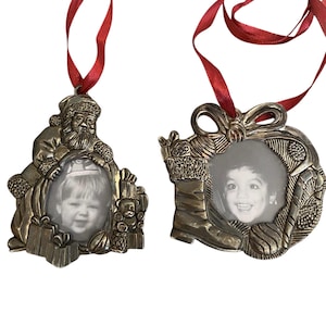 Gorham Vintage Silver Plated Photo Style Christmas Ornaments