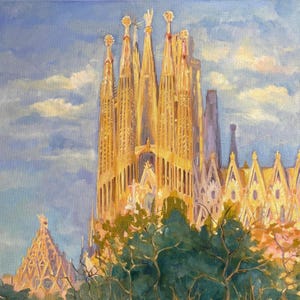 Barcelona original oil painting wall art Sagrada Familia