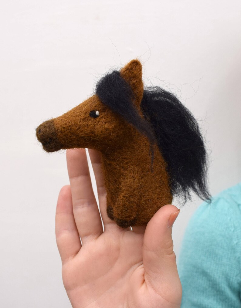 Needle Felted Finger Puppet Horse Wool Ornament Animal Felt Etsy
