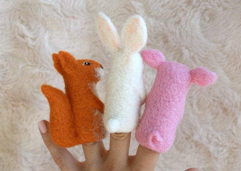 Needle Felted Finger Puppet Squirrel Felt Little Art Doll Etsy