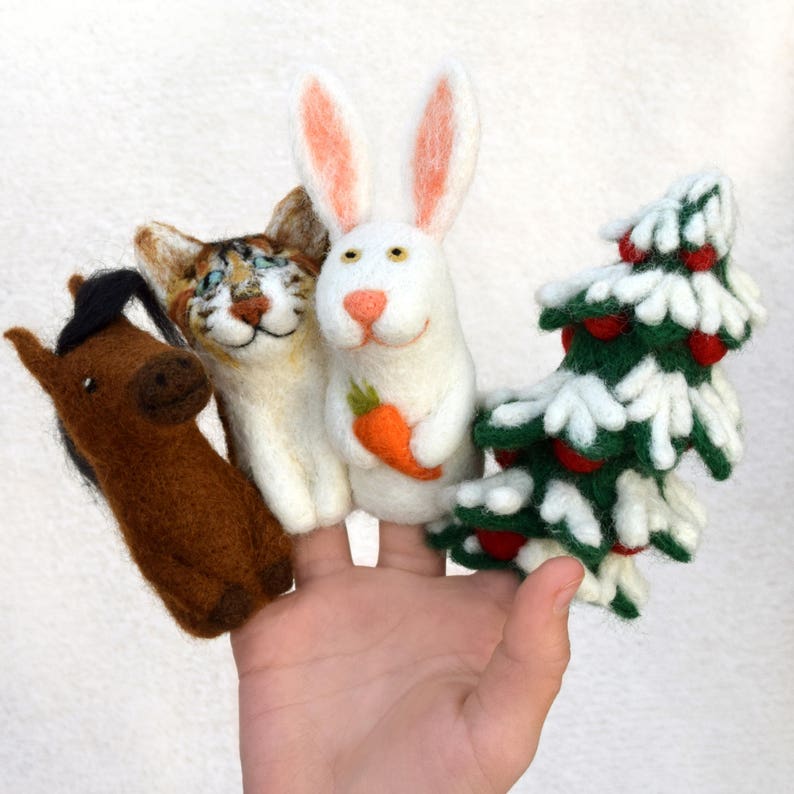 Needle Felted Finger Puppet Horse Wool Ornament Animal Felt Etsy