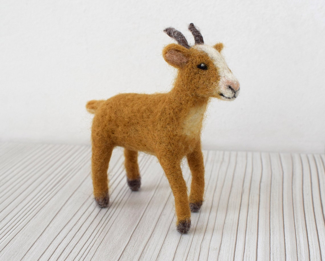 Felt goat doll Needle felted animal handmade Christmas Etsy