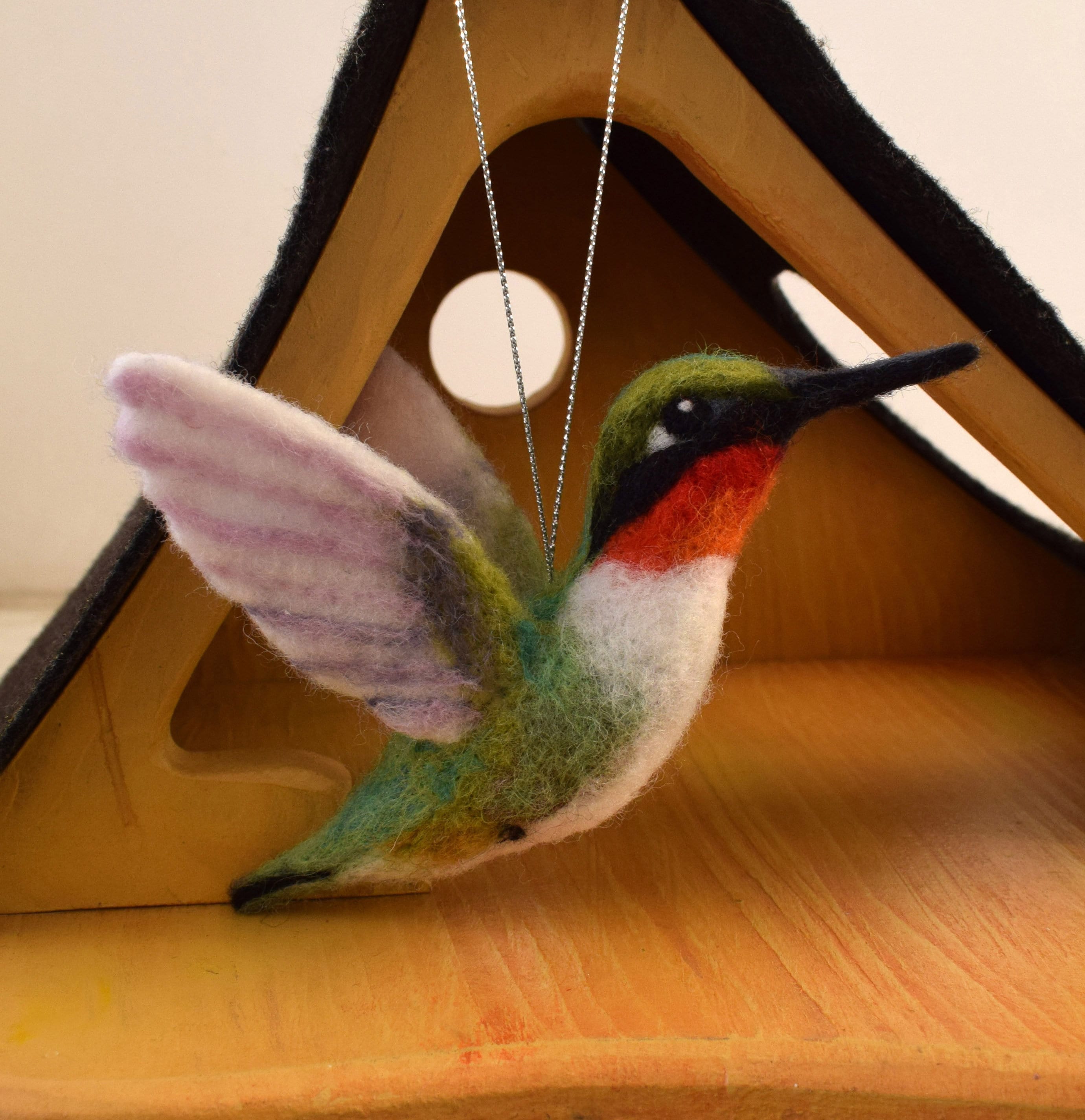 Felted Bird Ornament Needle Felt Hummingbird Decoration With Etsy