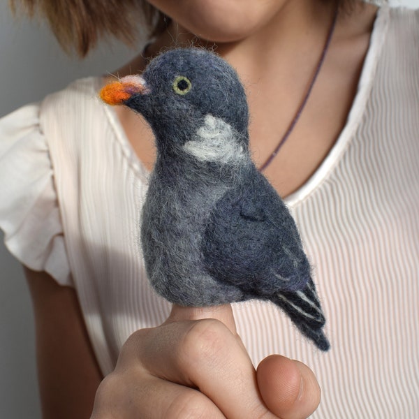 Marionnette à doigt de pigeon, poupée d'oiseau en feutre