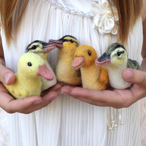 Ducks Finger Puppets Needle Felted Felt Birds Etsy