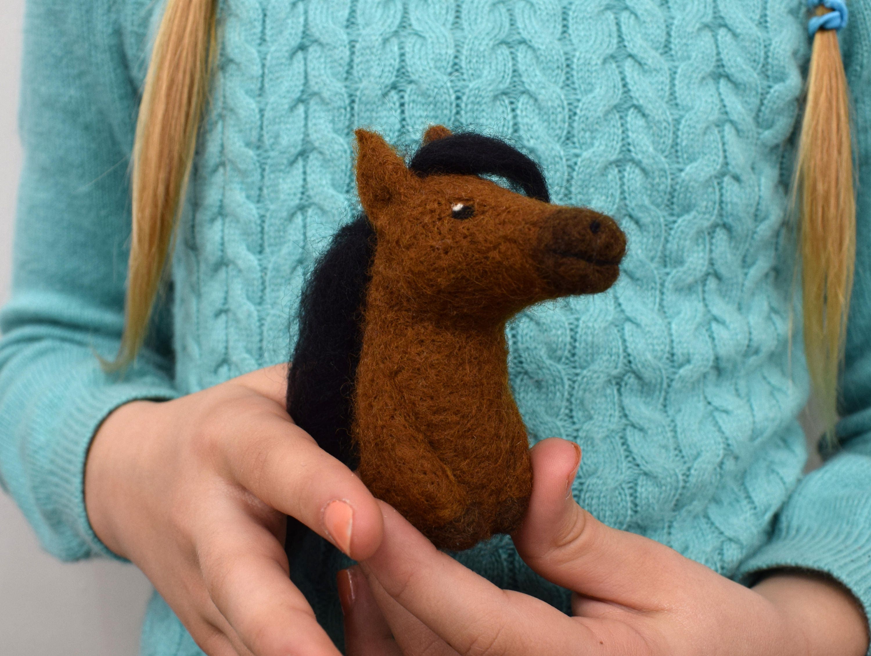 Needle Felted Finger Puppet Horse Wool Ornament Animal Felt Etsy