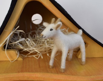 Felt goat ornament - Needle felted handmade farm animal