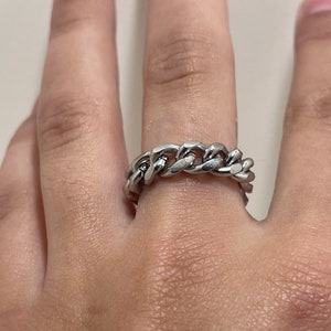 Stainless Steel Cuban Link Ring / Stainless Steel Silver Ring / Silver Sing / Vampire Ring / For Him/ For Her / For Them / Gift Ideas/ Rings