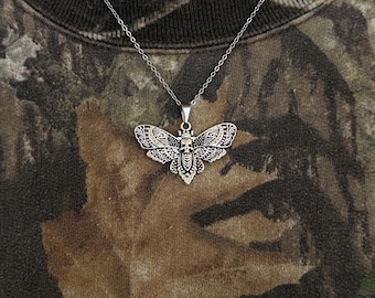 Death Moth Necklace |Moth jewelry | gothic necklace| unisex necklace| large pendant moth pendant| Bug Jewelry