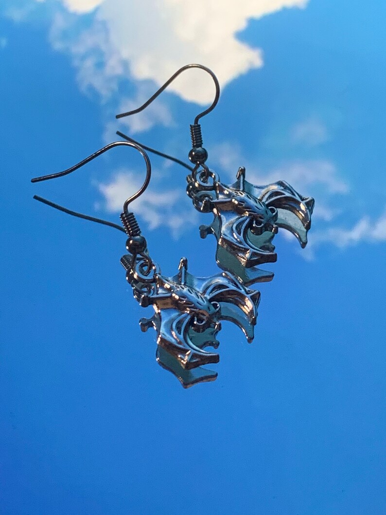 bat earrings nickel free earrings silver earrings halloween earrings