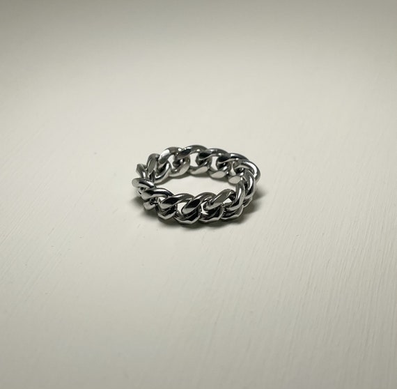 Stainless Steel Cuban Link Ring Stainless Steel Silver Ring