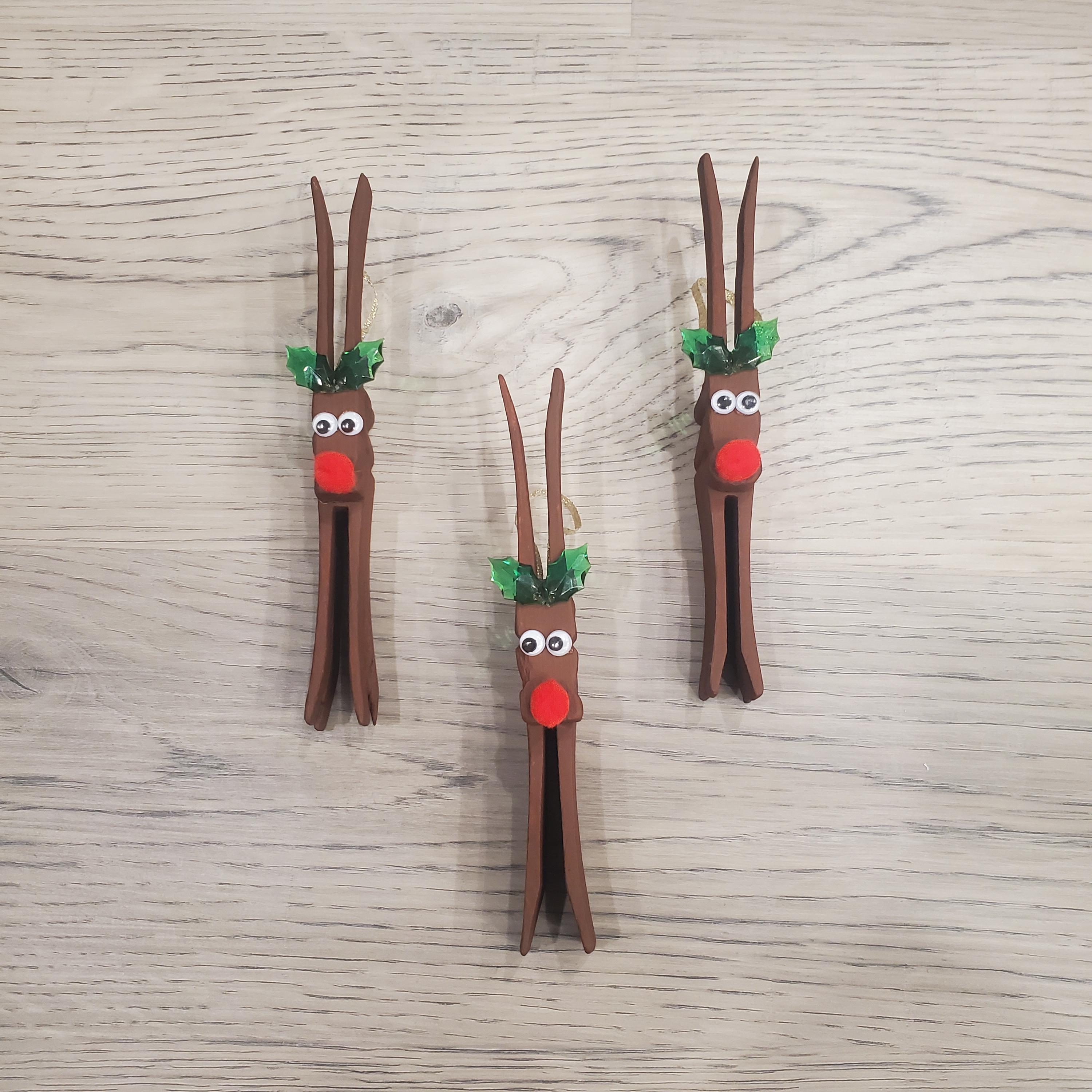 Clothespin Rudolph Ornament, Handmade, Christmas Gift, Stocking Suffer