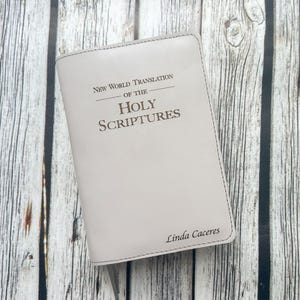 JW Leather Bible Cover, Personalized Grey NWT Bible Cover, Jehovah Witness gift, JW gift for sister, baptism gift, pioneer elderds gift
