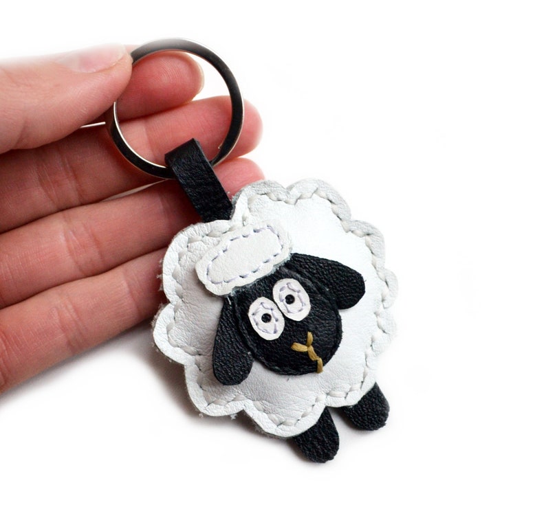 Sheep Leather Keychain Animal Key Ring Lamb cowhide Etsy