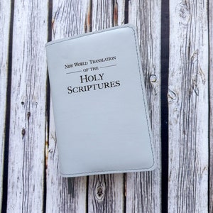 JW Leather Bible Cover, Personalized Grey NWT Bible Cover, Jehovah Witness gift, JW gift for sister, baptism gift, pioneer elderds gift