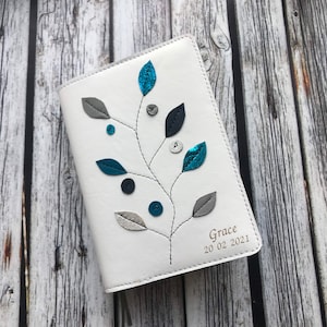 Personalized JW Bible Cover, White Leather Cover, NWT Bible, Jehovah&#39;s Witnesses, Baptism Pioneer gift, Book Cover for women
