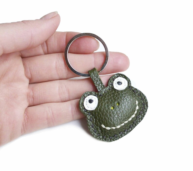 Frog Keychain leather cute little animal Key Ring cowhide Etsy