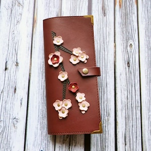 JW Leather Tract Holder, Cherry blossom folder, JW  Ministry organizer,  Baptism gift, Pioneer gift , Convention gift, Jw Sister gift