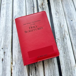 NWT Leather Bible Cover, JW Red Bible Cover, Jehovah Witness gift, JW gift for sister, baptism gift, pioneer gift