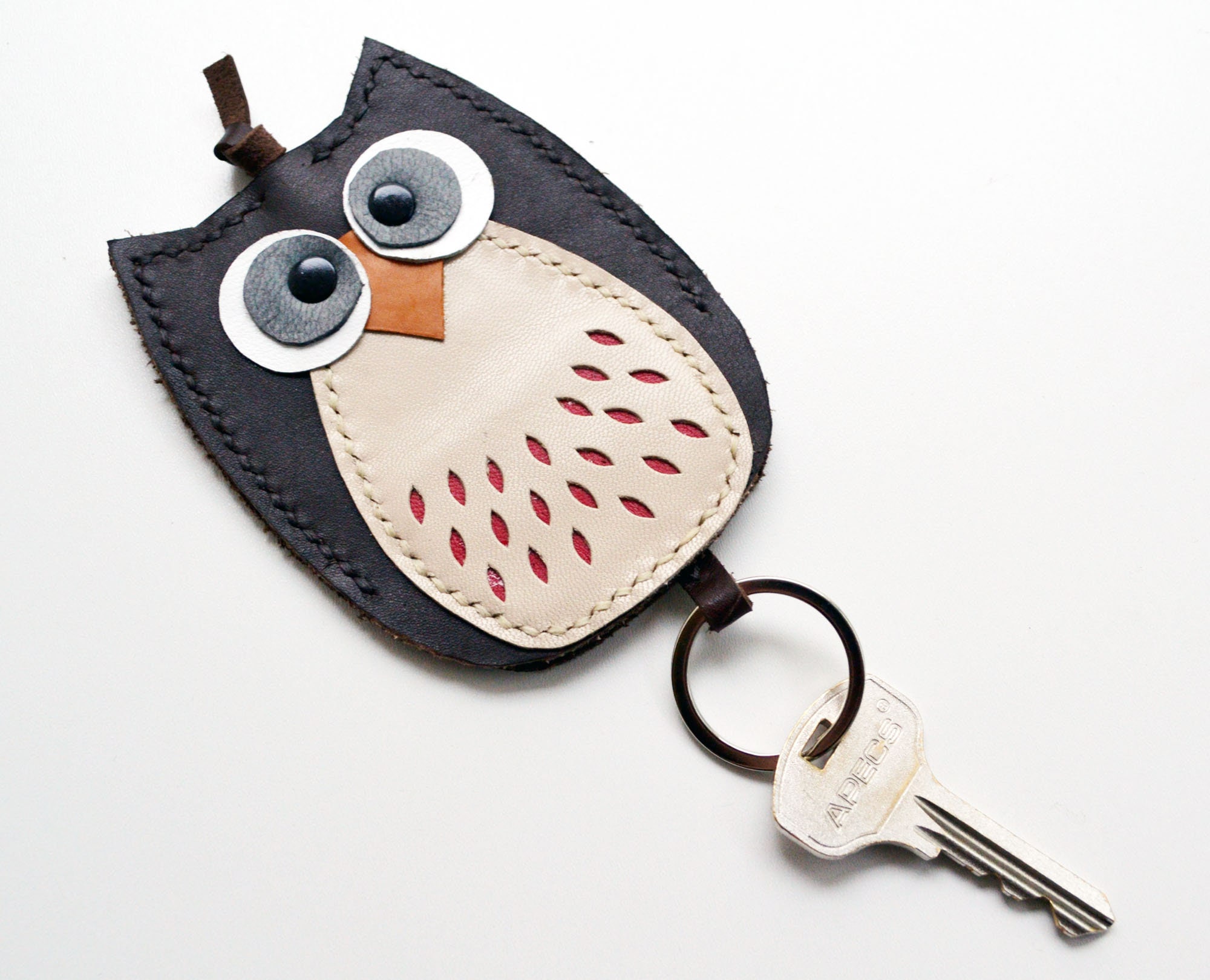 Leather owl key holder key case leather keychain Wallet women Etsy