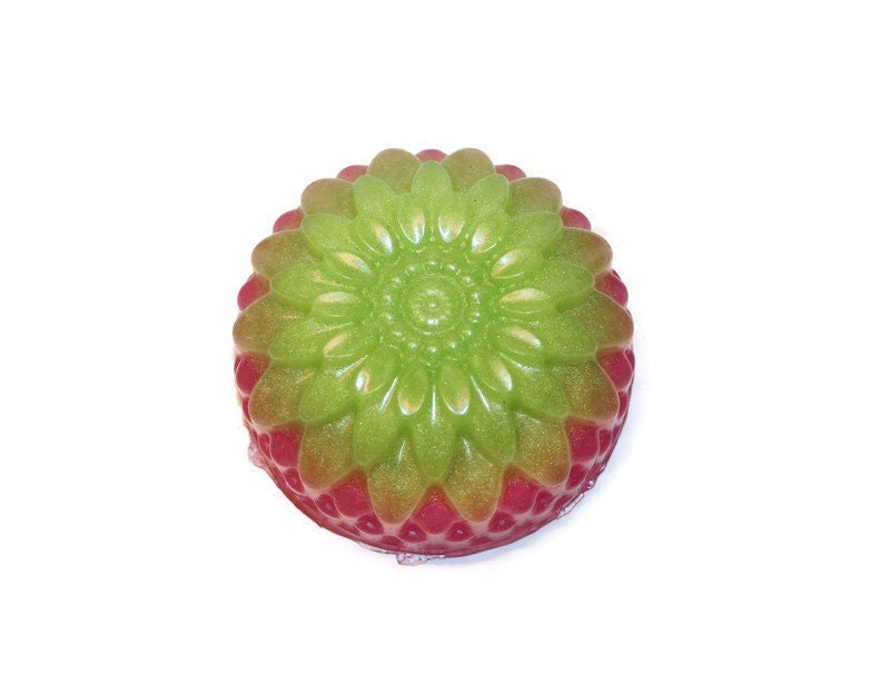 Grapefruit Mint Soap Pink & Green Flower Soap Dahlia Soap | Etsy