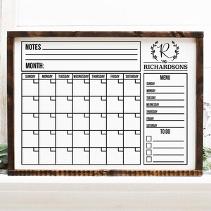 Aanpasbare familiekalender SVG: monogramplanner (digitale download)