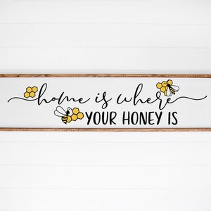 Casa é onde seu mel está SVG - Decoração de casa svg, Honey Bee svg, Placa de madeira svg, Decoração de fazenda svg