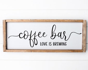 Farmhouse Kitchen Sign SVG - Coffee Bar Love Is Brewing