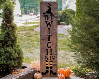 Halloween Front Porch Sign SVG - The Witch Is In SVG - Tall Sign SVG, Halloween Vertical Sign