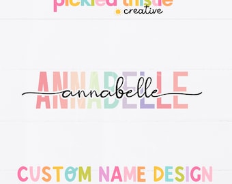 Custom Pastel Name SVG PNG | Personalized Script Name Design | Trendy Kids Name Cut File