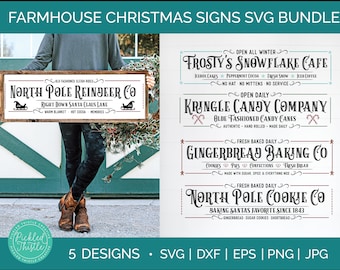 Christmas Farmhouse Sign SVG Bundle: North Pole Cookie Co (Digital Download)
