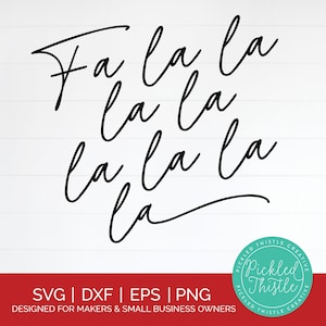 Può includere: Testo in calligrafia bianco e nero che recita "Fa la la la la la la la" su uno sfondo bianco con un motivo a venature di legno blu chiaro. Il testo è in un carattere corsivo ed è centrato sulla pagina. Il testo è circondato da un bordo bianco.